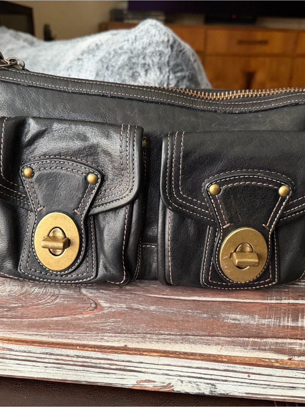Legacy Coach Black Leather Shoulder Bag